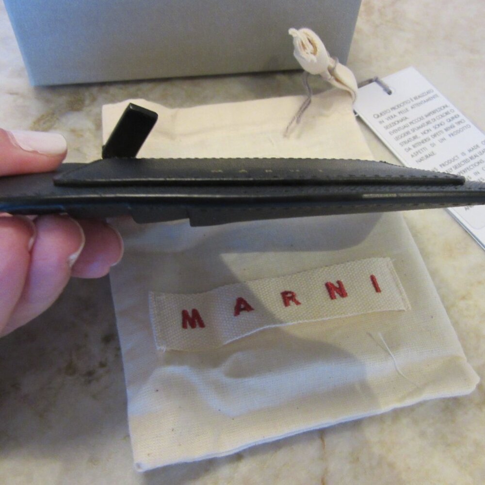 MARNI Zipped Coin & Card Case in Black Saffiano Leather MSRP $395 - Picture 4 of 9